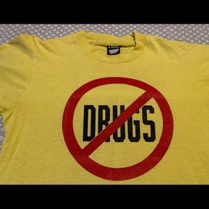 Vintage 'Just Say No' Anti Drug Single Stitch Yellow T Shirt Size M